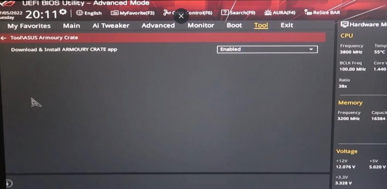Armoury Crate BIOS Setting step 3