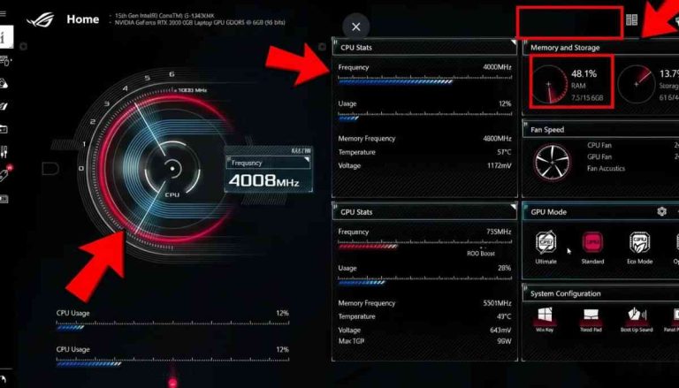 Viewing Real-Time Stats in Armoury Crate
